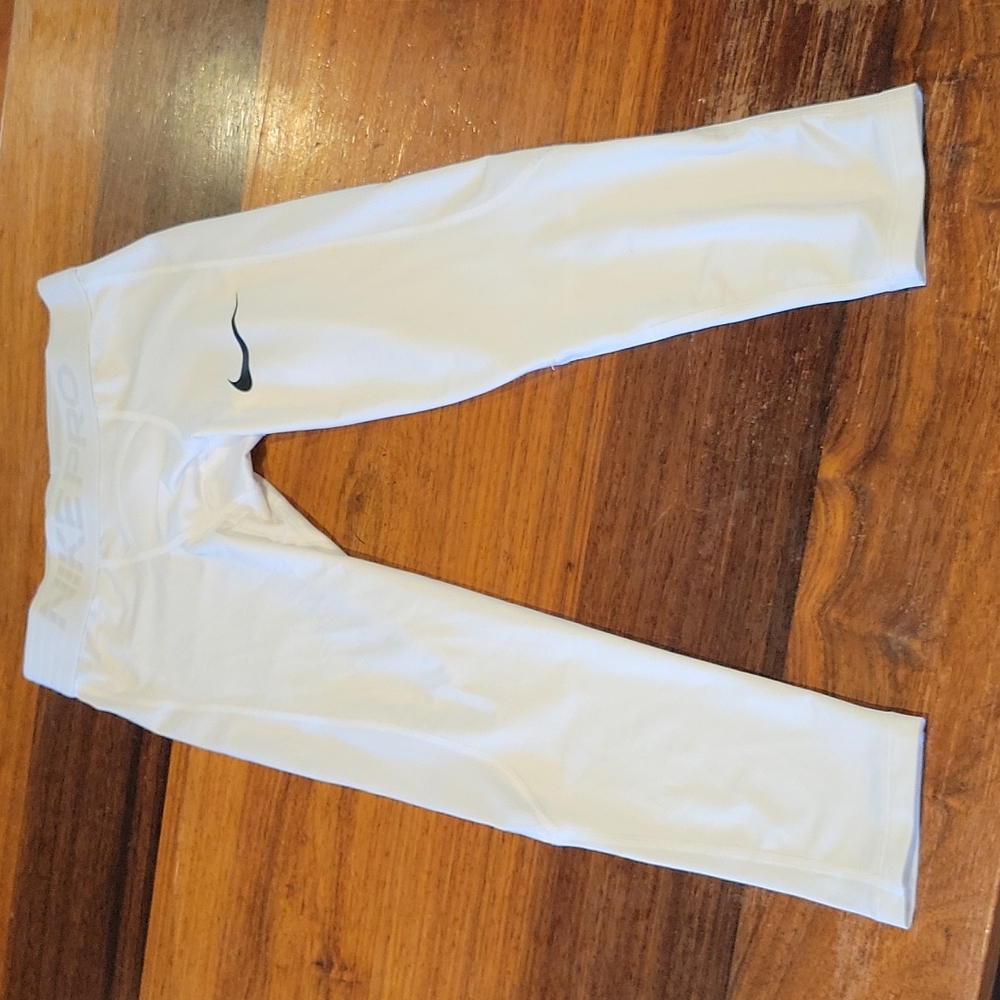 Nike Pro Men's S 3/4 white compression leggings